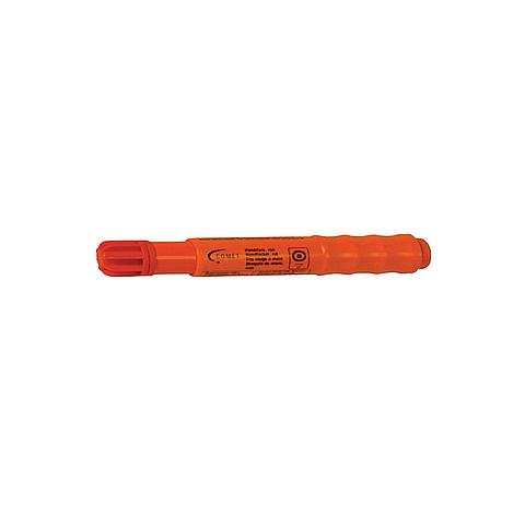 SG05901 Comet red hand flare The Comet Red Handflare conforms to SOLAS 74/88 as amended. Designed to withstand exceptional environmental exposure and to perform reliably even after immersion in water. Featuring a unique telescopic handle with improved grip, making it very compact for stowage. Easily extended for safe handling and operation by pull wire igniter. Produces hot red flame for 60 seconds at 15000 candela.